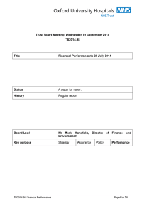 Trust Board Meeting: Wednesday 10 September 2014 TB2014.98 Title