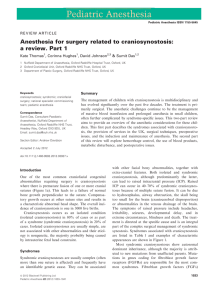 Anesthesia for surgery related to craniosynostosis: a review. Part 1 Kate Thomas