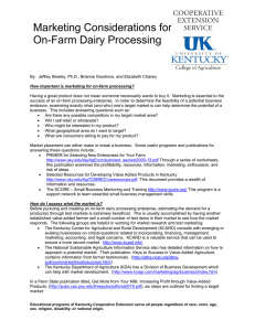 Marketing Considerations for On-Farm Dairy Processing