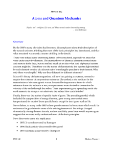 Atoms and Quantum Mechanics
