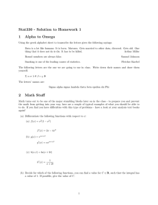 Stat330 - Solution to Homework 1 1 Alpha to Omega
