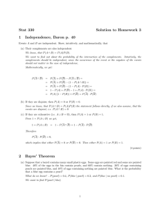 Stat 330 Solution to Homework 3 1 Independence, Baron p. 40
