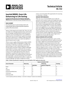 Technical Article Inertial MEMS, from Life Enhancing to Life Saving MS-2162