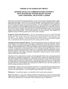 FINDING OF NO SIGNIFICANT IMPACT DEFENSE SATELLITE COMMUNICATIONS SYSTEM III