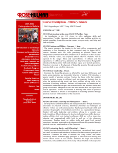 Course Descriptions - Military Science 2005-2006 Undergraduate Bulletin