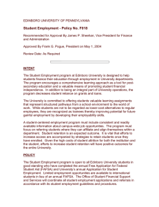 Student Employment - Policy No. F018