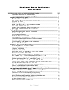 High Speed System Applications Table of Contents