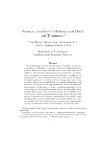 Neonatal Jaundice-Its Mathematical Model and Treatments