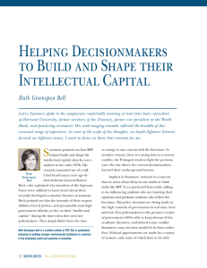 Helping Decisionmakers to Build and Shape their Intellectual Capital Ruth Greenspan Bell