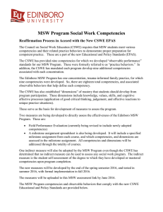 MSW Program Social Work Competencies