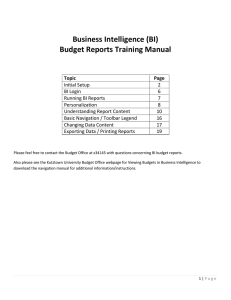 Business Intelligence (BI) Budget Reports Training Manual