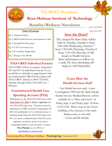 The RHIT Heartbeat Rose-Hulman Institute of  Technology Benefits/Wellness Newsletter Save the Date!!