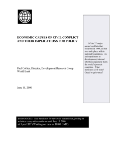 ECONOMIC CAUSES OF CIVIL CONFLICT AND THEIR IMPLICATIONS FOR POLICY