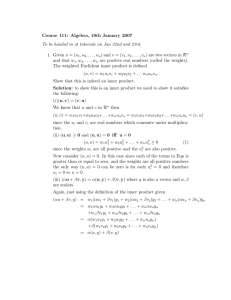 Course 111: Algebra, 19th January 2007 1. Given u = (u