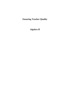 Ensuring Teacher Quality  Algebra II