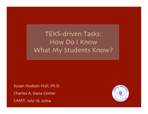 TEKS-driven Tasks: How Do I Know What My Students Know?