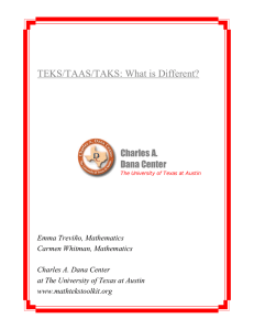 TEKS/TAAS/TAKS: What is Different? Charles A. Dana Center