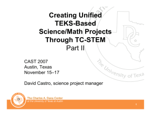 Creating Unified TEKS-Based Science/Math Projects Through TC-STEM
