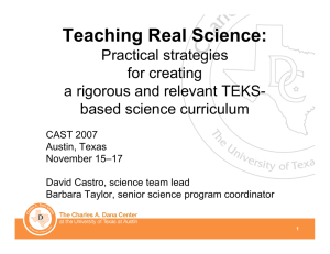 Teaching Real Science: Practical strategies for creating a rigorous and relevant TEKS-