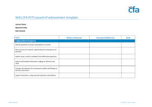 Skills CFA PLTS record of achievement template PLTS Where Achieved Outcome/Reflection