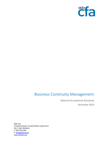 Business Continuity Management  National Occupational Standards December 2013