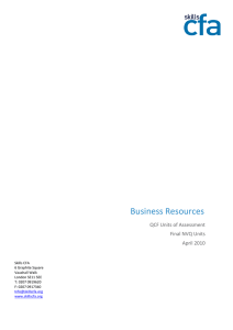 Business Resources QCF Units of Assessment Final NVQ Units April 2010
