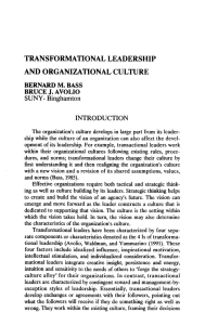 TRANSFORMATIONAL LEADERSHIP AND ORGANIZATIONAL CULTURE BERNARD M. BASS BRUCE J. AVOLIO