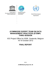 JCOMM/IODE EXPERT TEAM ON DATA MANAGEMENT PRACTICES (ETDMP) THIRD SESSION FINAL