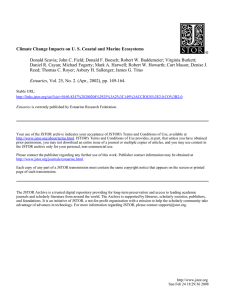 Climate Change Impacts on U. S. Coastal and Marine Ecosystems