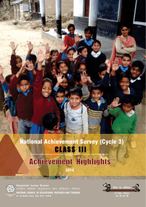 Achievement Highlights CL ASS III National Achievement Survey (Cycle 3) 2014