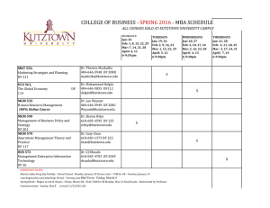 COLLEGE OF BUSINESS - - MBA SCHEDULE SPRING 2016