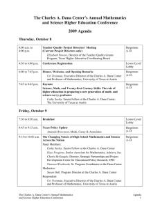 The Charles A. Dana Center’s Annual Mathematics 2009 Agenda Thursday, October 8