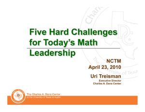 Five Hard Challenges for Today’s Math Leadership NCTM