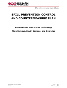 SPILL PREVENTION CONTROL AND COUNTERMEASURE PLAN  Rose-Hulman Institute of Technology