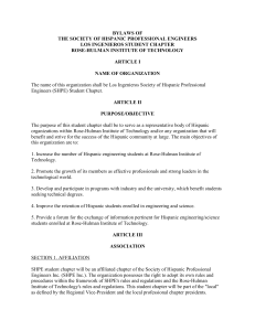 BYLAWS OF THE SOCIETY OF HISPANIC PROFESSIONAL ENGINEERS LOS INGENIEROS STUDENT CHAPTER
