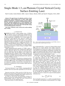 m Photonic Crystal Vertical-Cavity Single-Mode 1.3- Surface-Emitting Laser , Student Member, IEEE