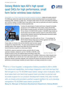 Datang Mobile taps ADI’s high speed form factor wireless base stations