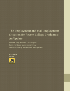 The	Employment	and	Mal‐Employment Situation	for	Recent	College	Graduates: An	Update