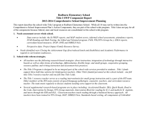 Rodburn Elementary School Title I SWP Component Report