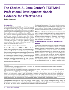 The Charles A. Dana Center’s TEXTEAMS Professional Development Model: Evidence for Effectiveness Introduction