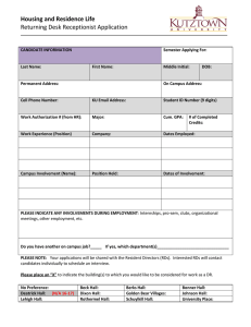 Housing and Residence Life Returning Desk Receptionist Application