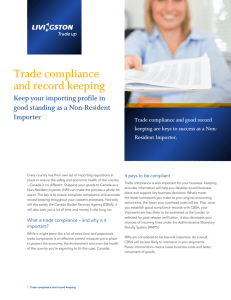 Trade compliance and record keeping Keep your importing profile in