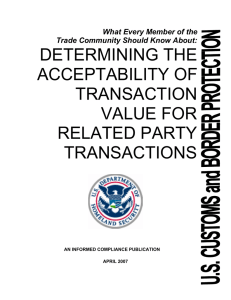 DETERMINING THE ACCEPTABILITY OF TRANSACTION VALUE FOR