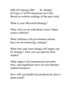 MIS-655 Spring 2003 Dr. Reithel In-Class (1/16/03) Questions for CIOs