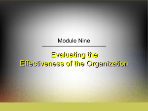 Evaluating the Effectiveness of the Organization Module Nine