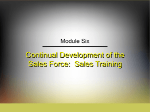Continual Development of the Sales Force:  Sales Training Module Six