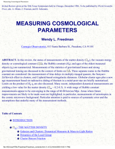 MEASURING COSMOLOGICAL PARAMETERS Wendy L. Freedman