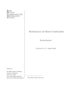Homology of Hom Complexes Rose- Hulman Undergraduate