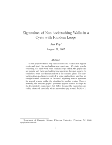 Eigenvalues of Non-backtracking Walks in a Cycle with Random Loops Ana Pop