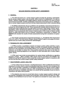 Dec 96 DoD 3150.2-M CHAPTER 6 NUCLEAR WEAPON SYSTEM SAFETY ASSESSMENTS